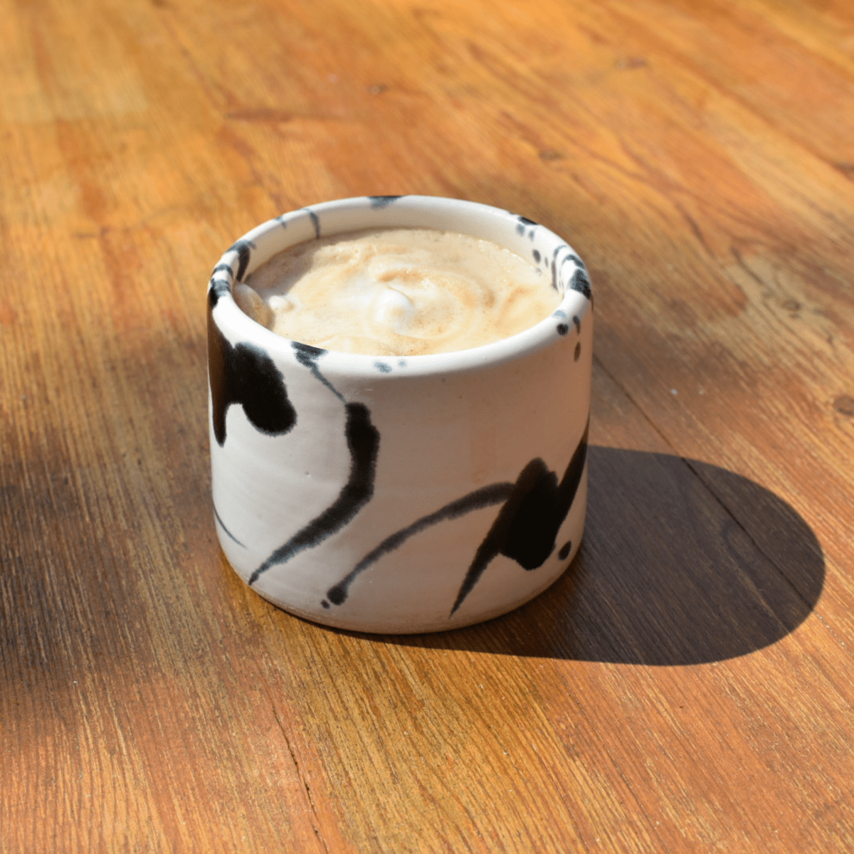 White and Black Splatter Coffee Tumbler - SMSN Ceramics