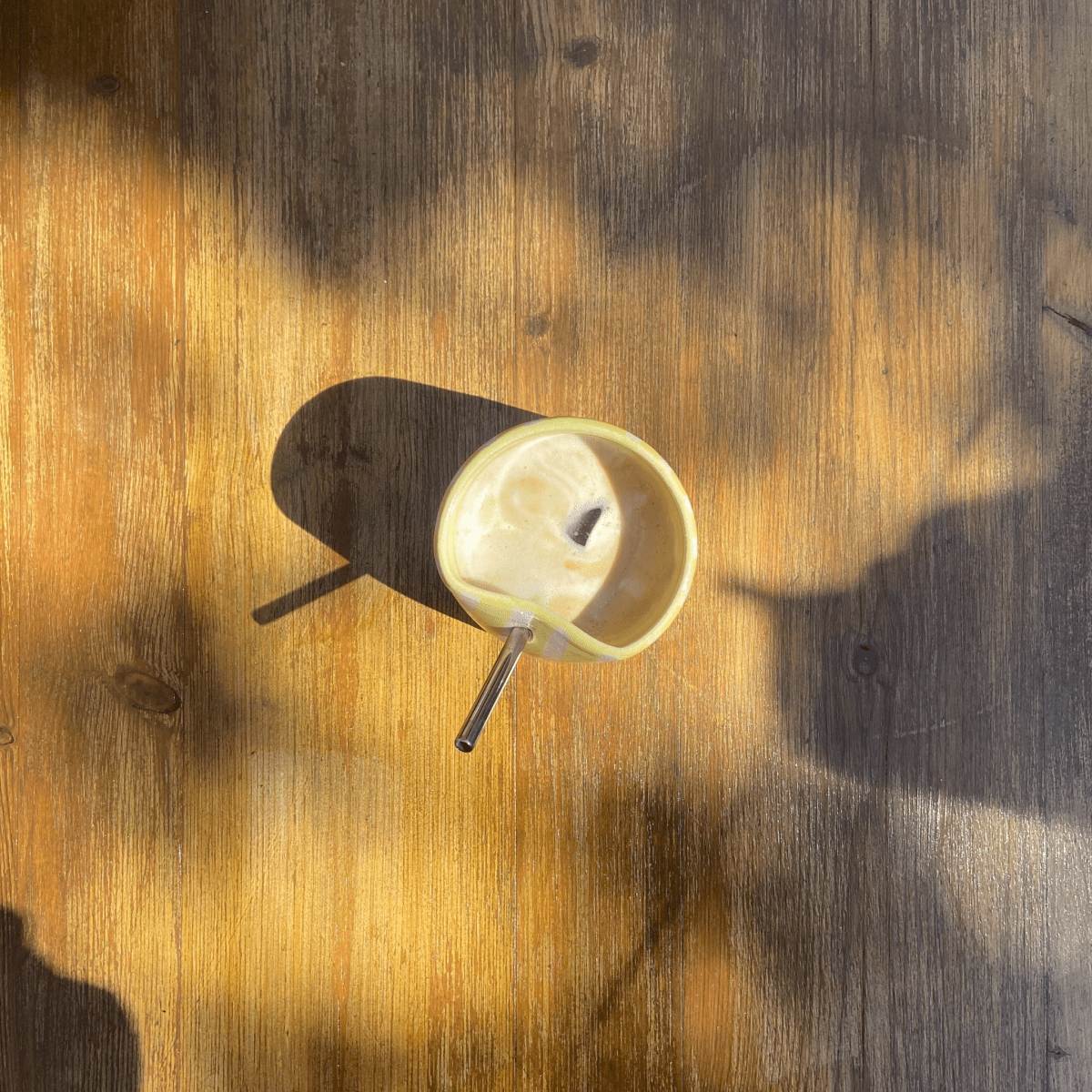 Butter Yellow Striped Iced Coffee Cup - SMSN Ceramics