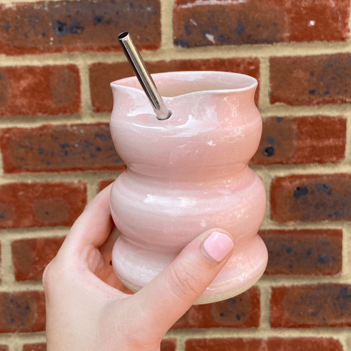 Pink Bubble Iced Coffee Cup - SMSN Ceramics