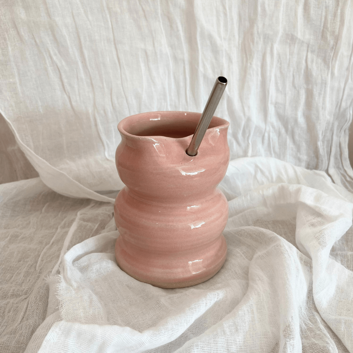 Pink Bubble Iced Coffee Cup - SMSN Ceramics