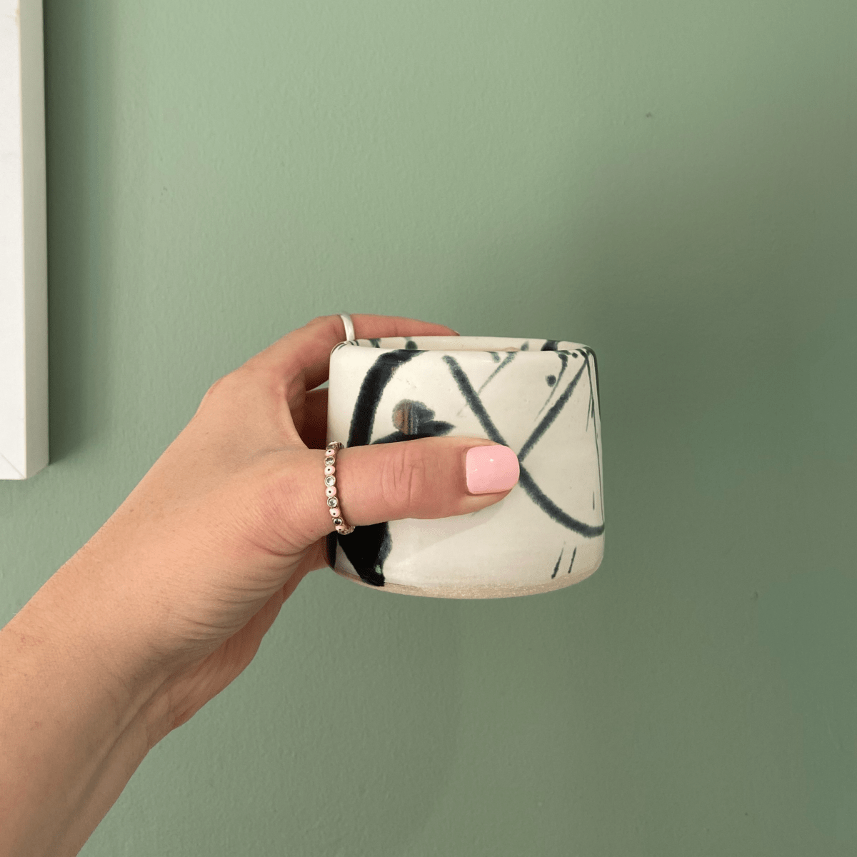 White and Black Splatter Coffee Tumbler - SMSN Ceramics